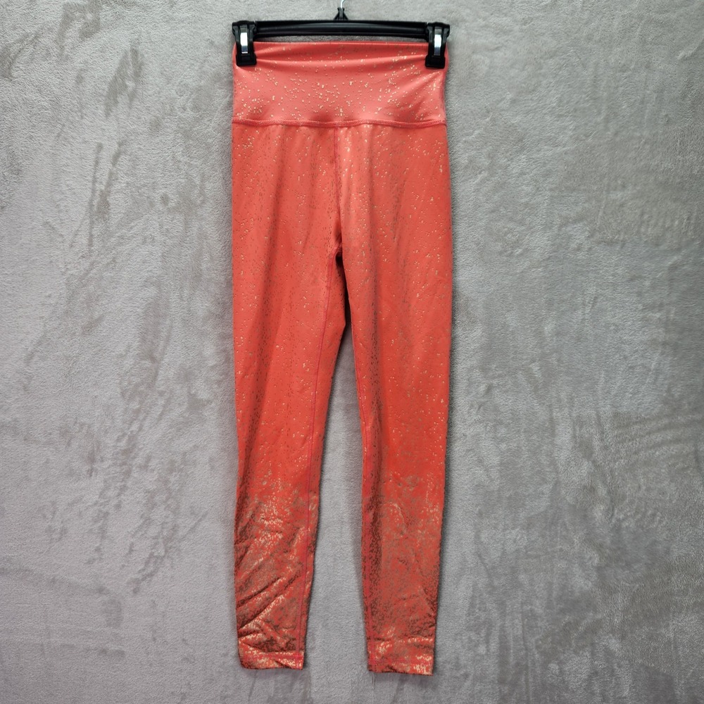 BuffBunny Collection Coral Gold Foil High Waist Athletic Leggings Womens Small